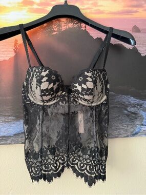 VS/Black Lace Sheer Bustier Camisole - Women Intimates & Sleepwear/34 B/ NWT